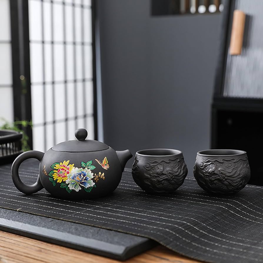 紫粘土茶 茶器セット 90 ミリリットル古典的な宜興紫粘土ティーポット生鉱石